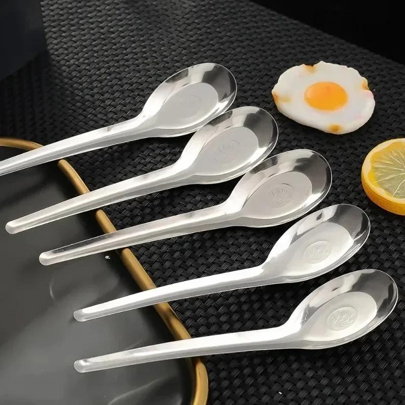 1/5Pcs Stainless Steel Flat Bottom Soup Spoons Silver Color Polished Home Kitchen Tableware Food Rice Dessert Spoon Household Supplie 3