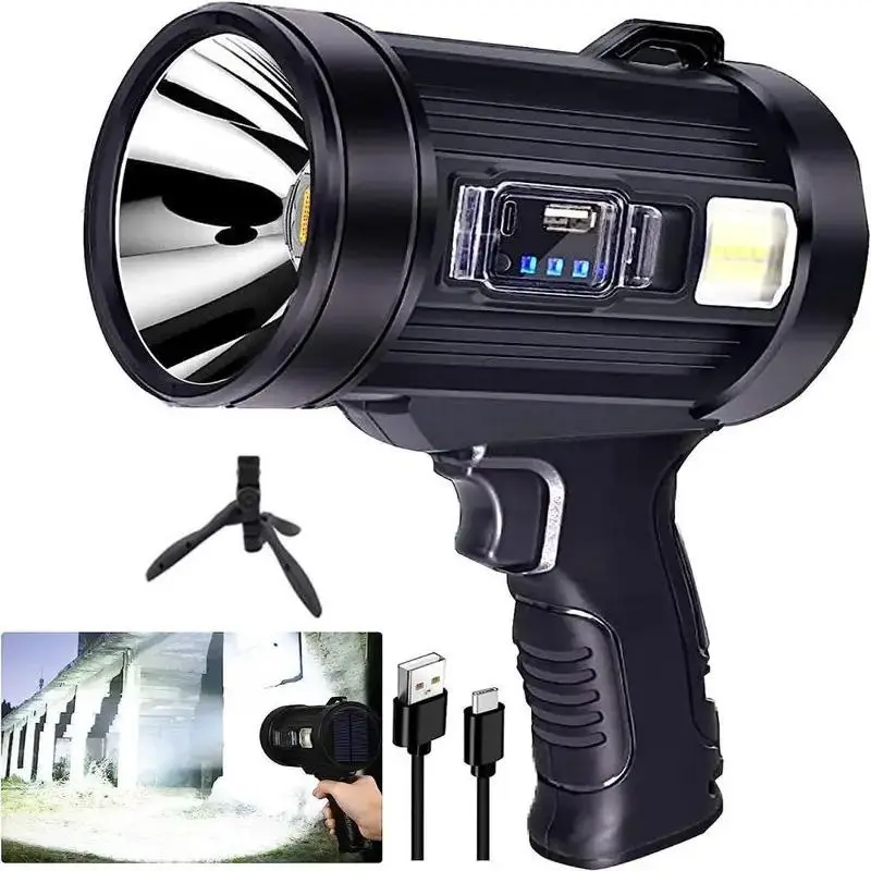 USB Rechargeable Outdoor LED Strong Light Flashlight, High Power Outdoor Work Light, Portable Handheld Flashlight for Outdoor Camping Hiking