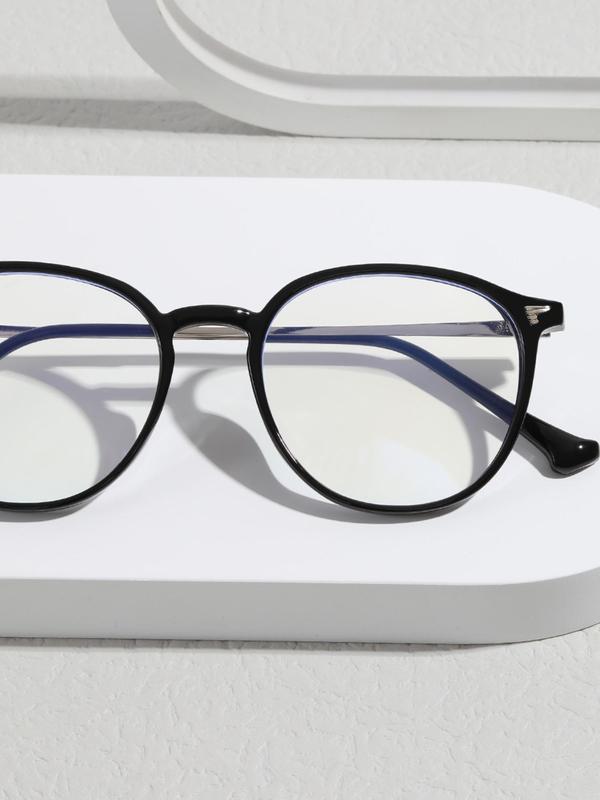 1 Pair Simple Design All-match Eyeglasses for Everyday Use, Minimalist Casual Round Frame Fashion Eyeglasses for Both Men & Women 7