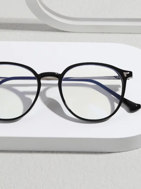 1 Pair Simple Design All-match Eyeglasses for Everyday Use, Minimalist Casual Round Frame Fashion Eyeglasses for Both Men & Women 7