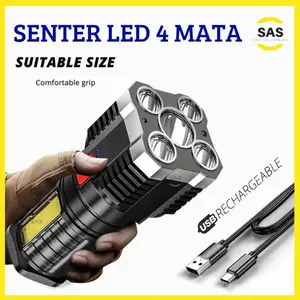 [SAS] Senter 4 Mode Jarak Jauh Senter Camping 4 Mata Lampu senter LED Super Terang Emergency Lamp