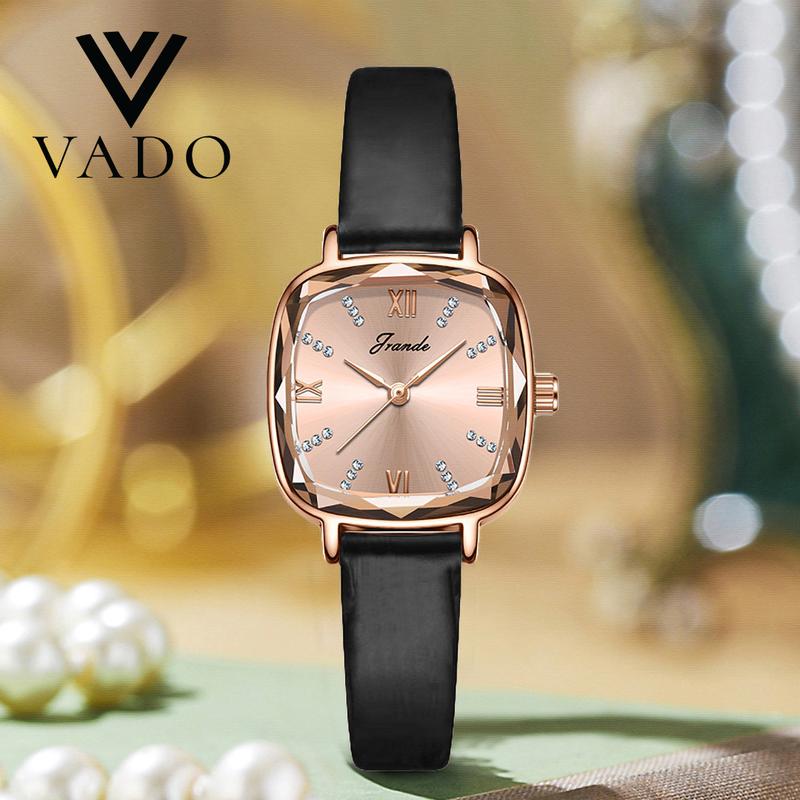 [MEGA - DHJ7716]  Đồng hồ nữ mặt vuông dây da phong cách cổ điển size 26mm chống nước 3ATM kèm hộp da và thẻ bảo hành - DHJ7716