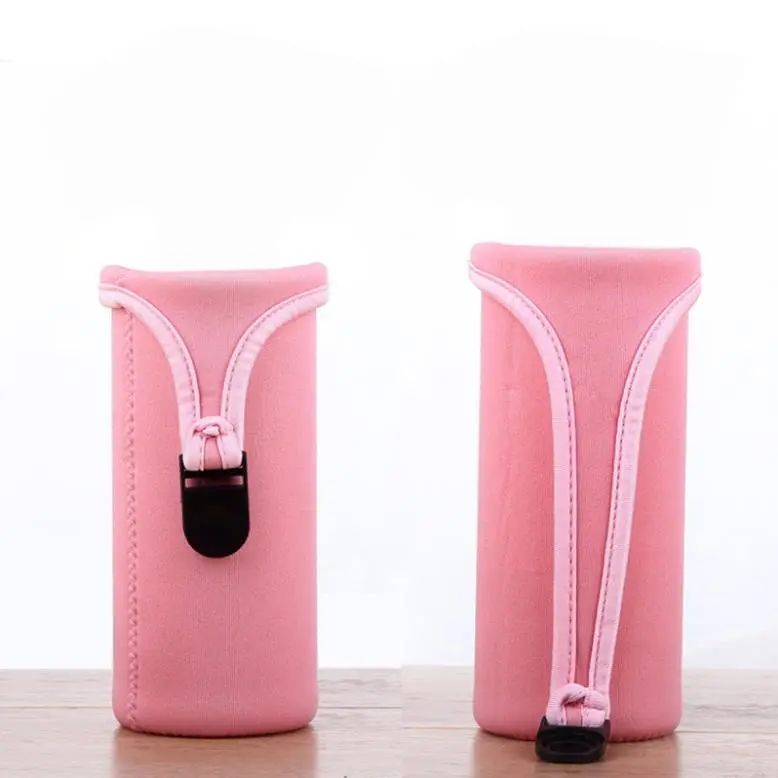[Loại dày] Túi Đựng Bình Nước 450ml - 600ml Cách Nhiệt Màu Trơn Có Nắp Đậy Tiện Dụng 5