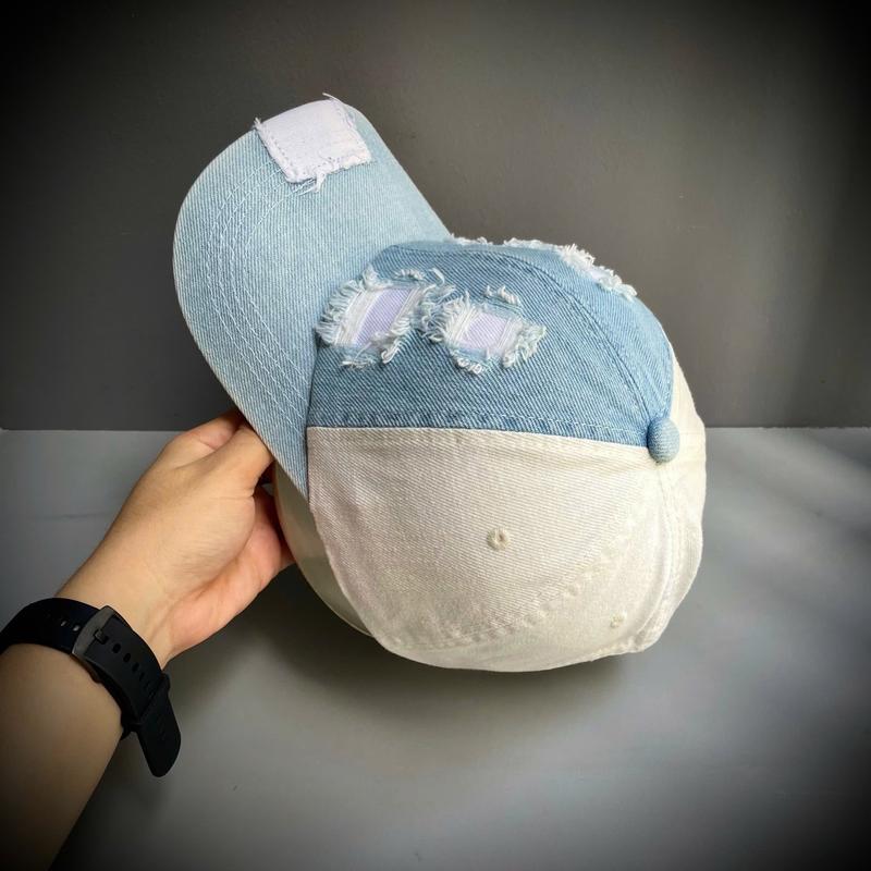 Nón kết jean rách phối 2 màu xanh trắng thời trang MS331 1