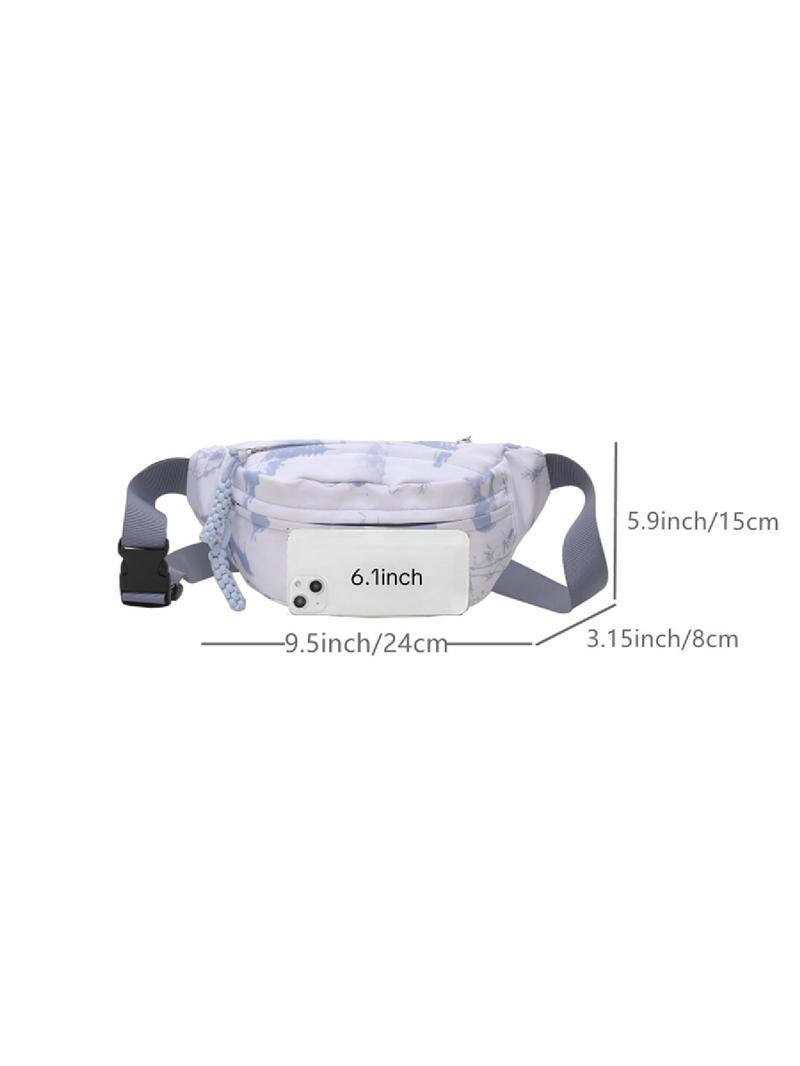 Product Introduction of Fashionable Floral Pattern Fanny Pack, Casual Versatile Zipper Sling Bag for Women, Trendy All-match Chest Bag for Daily Used 1
