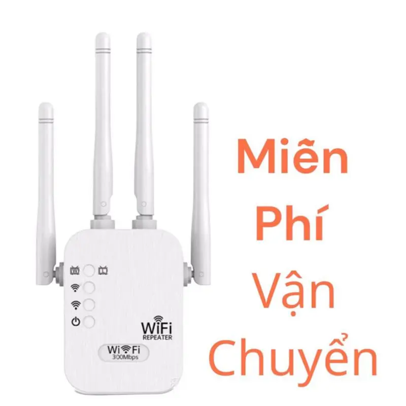 Bộ mở rộng sóng wifi 4 râu tốc độ 300mbps phù hợp với gia đình và văn phòng máy tính ti vi camera - Chuẩn N - Phát xuyên tường - Có 2 cổng LAN 0