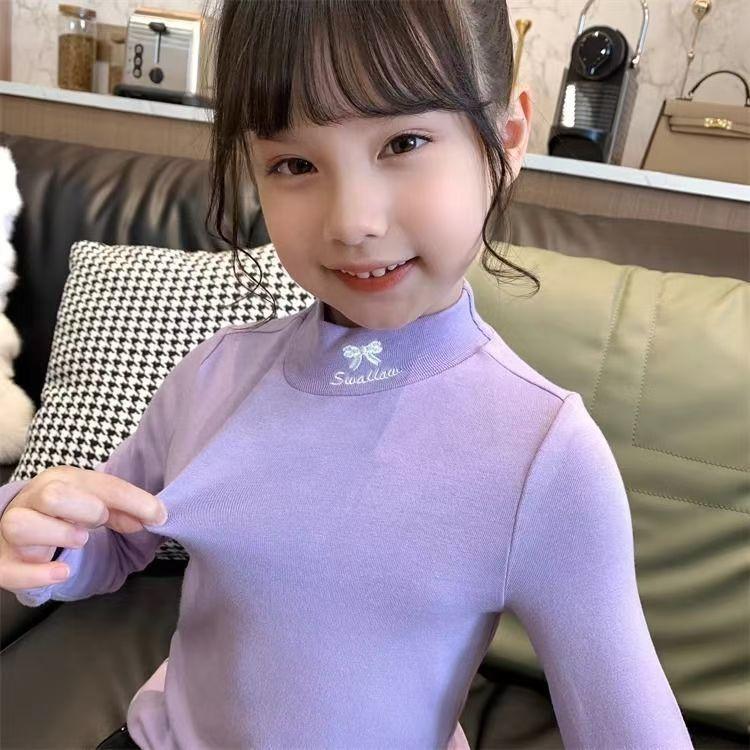 Áo Lớp Nền Cổ Lọ Cho Trẻ Em, Đồ Lót Giữ Nhiệt, Cho Trẻ Em Trung Và Lớn, Phong Cách Phương Tây Mùa Thu Và Mùa Đông Mới, Thích Hợp Cho Bé Gái 3