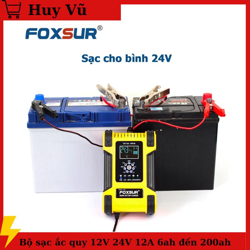 Sạc bình ắc quy 12V 24V 6Ah - 200Ah dòng max 12A sạc pin sắt LiFePO4 tự ngắt khi đầy khử sunfat khôi phục ắc quy