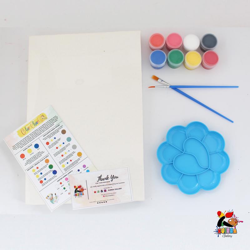 Product Introduction of Paket Lengkap Melukis Kanvas 20x30cm Dilengkapi Dengan 8 Cat Akrilik 2 Kuas Pallete Color Mixing Chart Dan Kanvas Lukis Putih Berkualitas Alat Stationery 7