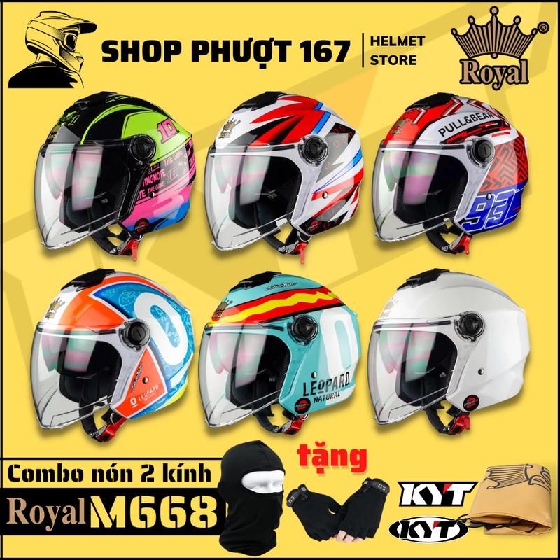 Combo Nón bảo hiểm 3/4 2 Kính M668 đủ màu kèm găng tay 5.11 và khăn ninja Helmet