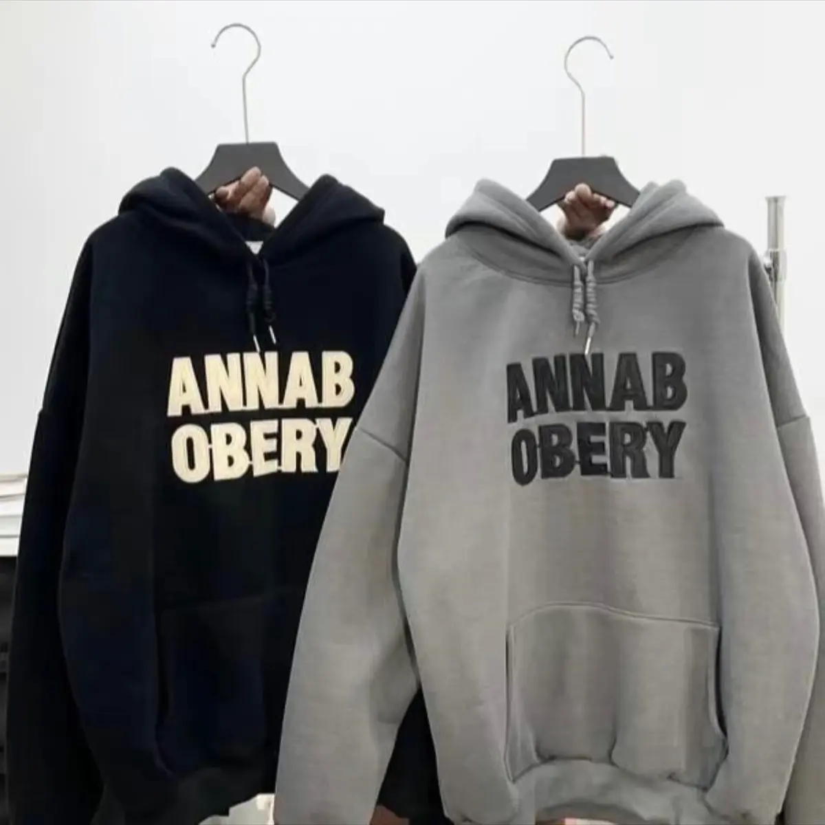 Áo hoodie nam nư (giá 1 áo) nón 2 lớp 3 size fom rộng in ANNAB OBERY, chất nỉ bông dày dặn - Top, Jacket