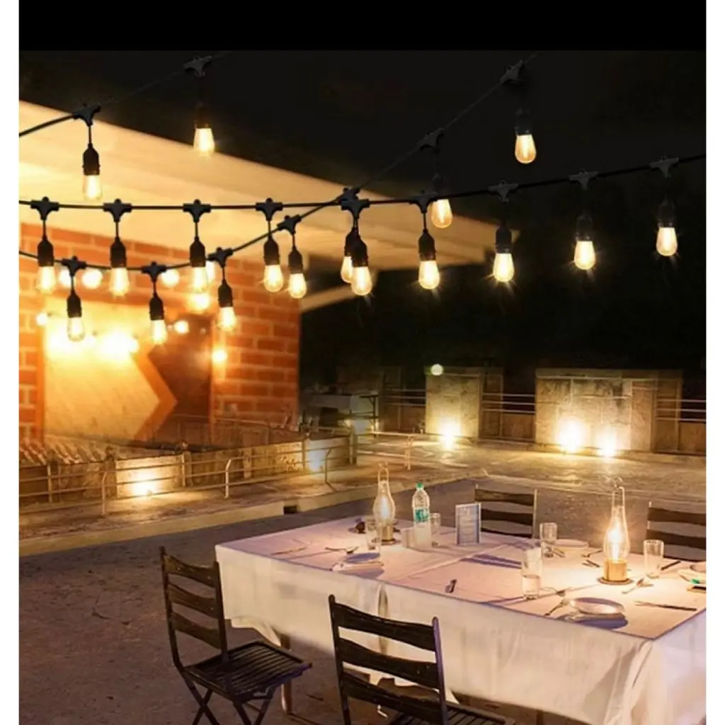 Fitting Lampu Gantung Outdoor 10 Meter 10 Fitting/ LAMPU GANTUNG dekorasi/Kabel Fitting Outdor/Lampu Hias Cafe