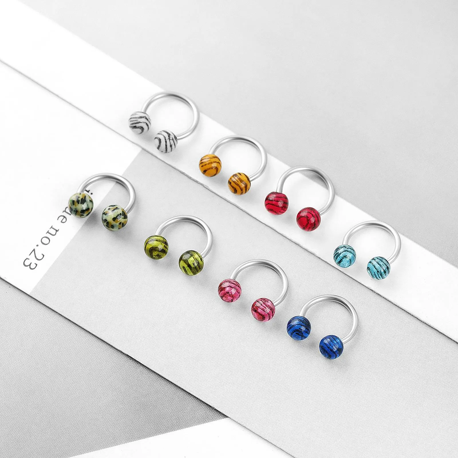 Nose Ring Nose Stud C-type New Leopard Stainless Steel Colored Zirconia U-shaped Piercing Piercing Nose Jewelry