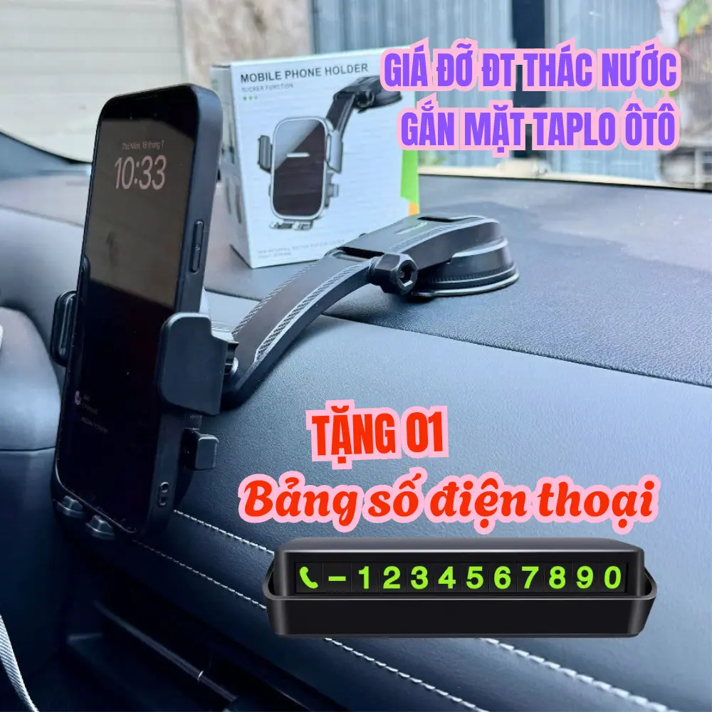 Giá đỡ hít hơi cho ô tô dạng thác nước cong Taplo K04 Sử dụng dán mặt phẳng, không che tầm nhìn Tặng (bảng ghi số điện thoại phát sáng để trên ô tô) citycase