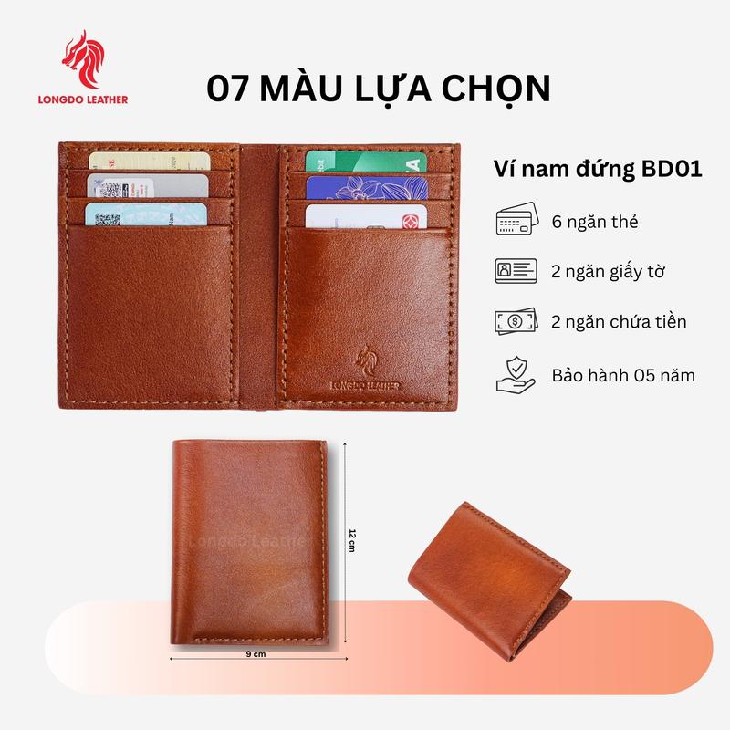  Ví da nam dáng đứng thương hiệu Longdo Leather BD01 