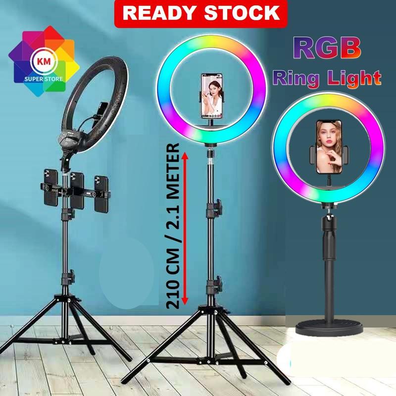 RGB Ring Light 210cm Tripod Stand Colorful Lampu Live Selfie - TikTok ...