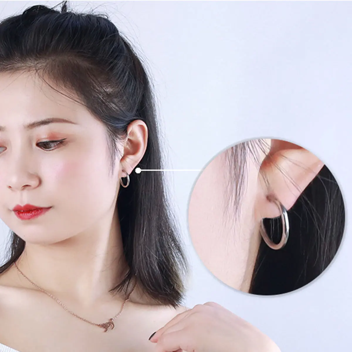 Anting Gantung Bulat Kecil Bahan Titanium