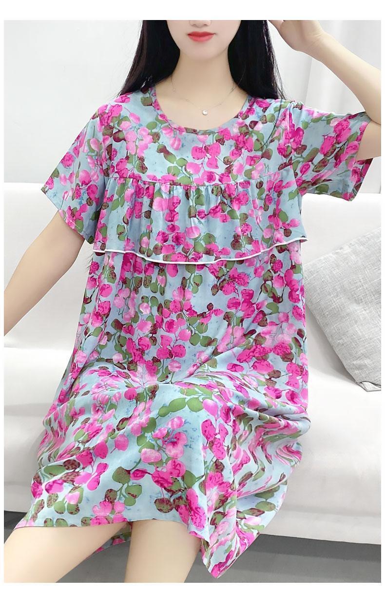 Product Introduction of Cotton and silk short-sleeved dress, summer new anti-bumping loose nightdress loose can be worn outside thin loungewear women 31