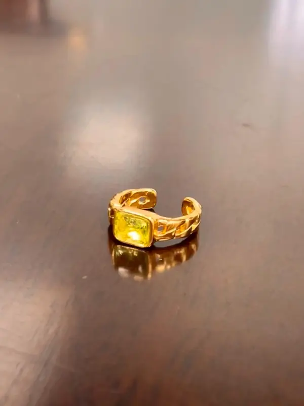 Women's Elegant Colorful Square Zirconia Decorated Cuff Ring, Exquisite Trendy Ring, Fashionable Jewelry for Women As Gift 4
