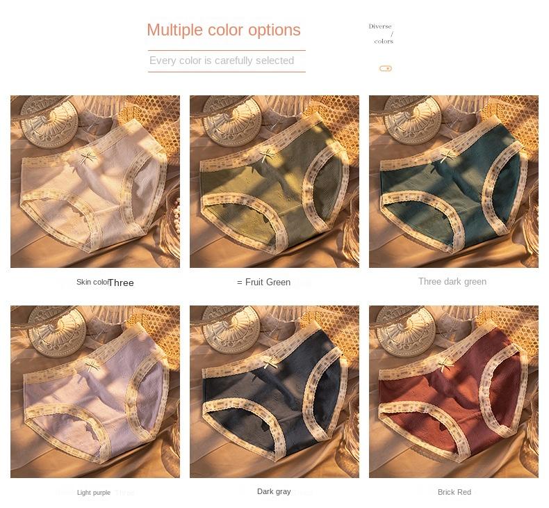 Product Introduction of Women'S Cotton Underwear. Large Size. Mid-Rise. Japanese Style. Popular. Lace Trim. Antibacterial Crotch. Triangle. 12