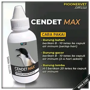 Doping - Pioonervet Vitamin Burung Cendet MAX Obat Penggacor Kicau Merangsang Bunyi Doping Stamina Sempati Netto 30ML