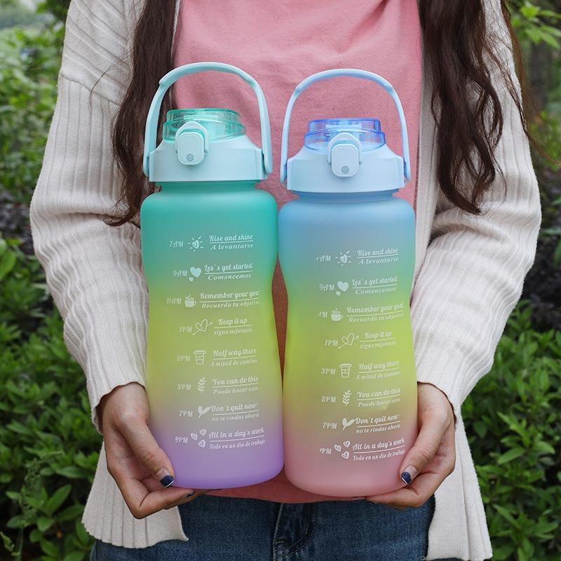 Product Introduction of 900-2000ml 3pcs Set with Time Graduated Space Cup Gradient Water Cup High Capacity Plastic Cups Portable Outdoor Travel Gym Bottles 30