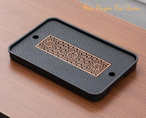 ( Khay Trà ) Mặt Đá  Tinh Thể Cao Cấp Bàn Trà - Khay Đựng Ấm Chén Dụng Cụ Uống Trà Đạo Mặt Đá Tinh Thể Đế Nhựa Thoáng Nước Đẹp Chắc Chắn