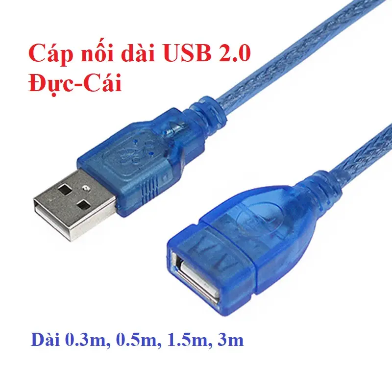 Cáp nối dài USB 2.0 Đực-Cái 30cm, 50cm,1m 1.5m 3m 5m cho máy tính PC Laptop, máy tính nhúng công nghiệp