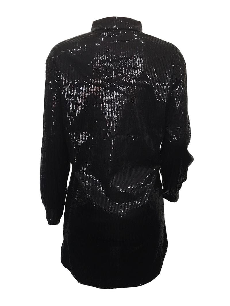 Product Introduction of Women's Glitter Sequins Button Front Shirt Dress, Elegant Long Sleeve Collared Short Dress for Party Club Dating Wear, Ladies Spring & Fall Clothes Fancy Dress Adult, Curve Fashion, Dresses for Women, Holiday Dresses 2