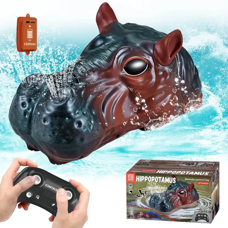 Remote Control Hippo Toy, Waterproof Electric Hippo Toy with Sound Effect, Water Toy for Teenagers, Birthday Gift for Boys & Girls 0
