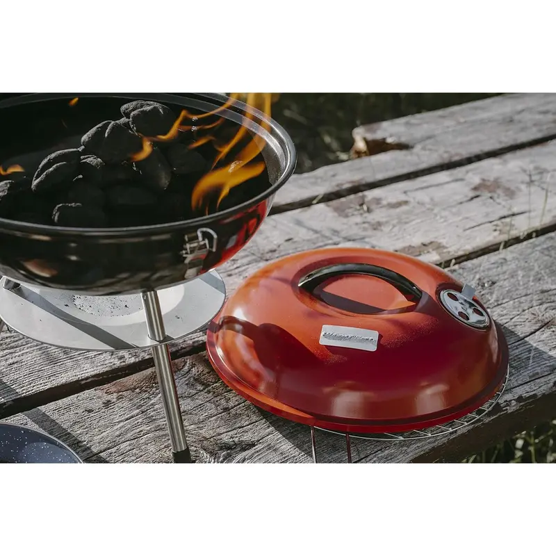 14-inch Portable Barbecue Grill with 3-Point Locking Lid for Heat Preservation – Dual Venting System – Small Charcoal Grill for Backyard, Camping, Boat  Ash Bbq Metal 6