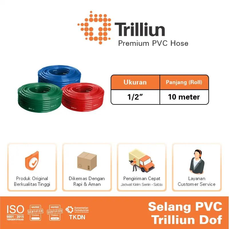 Selang Air PVC Trilliun Dof 1/2" Inch - 10 Meter 1