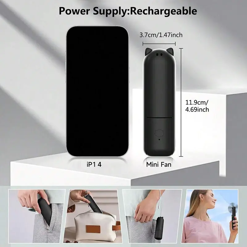 Portable Mini Fan, 1 Count 1200mAh Rechargeable Handheld Fan, Multifunctional Foldable Small Desktop Fan with Power Bank Function, Cooling Fan for Home 1