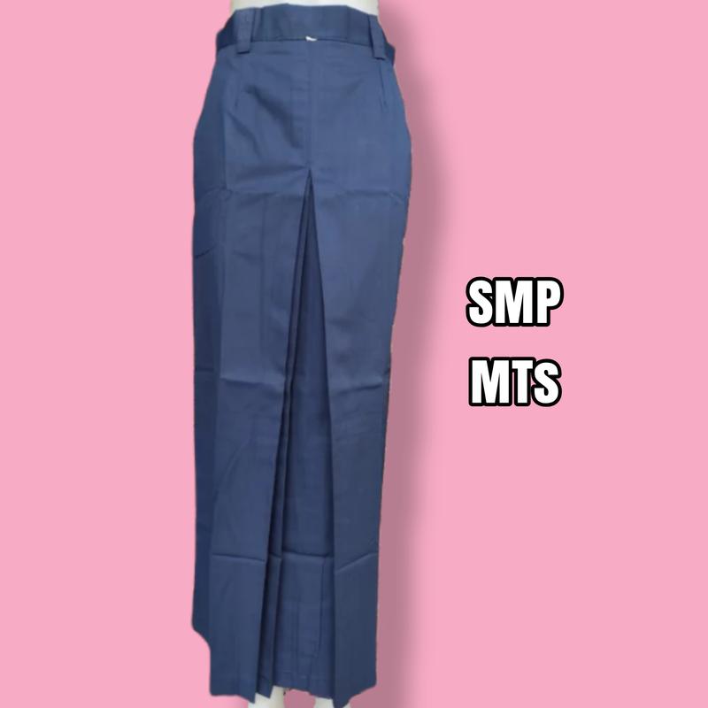 ameL Rok SPAN 1 SMP MTs SMA lipat depan twis drill Siswi Sekolah Wanita Panjang Katun Tebal Kantor Formal Kerja Hitam Basic 7