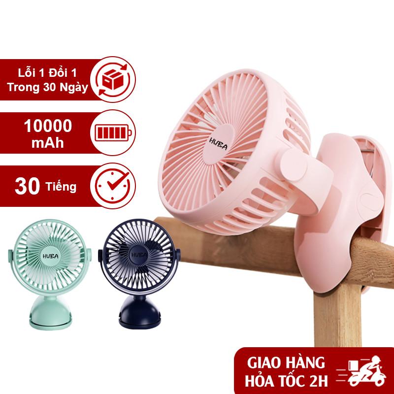 Quạt tích điện mini kẹp để bàn 10.000mAh xoay 180 độ máy quạt pin sạc điện usb làm mát công suất lớn 4 chế độ gió.