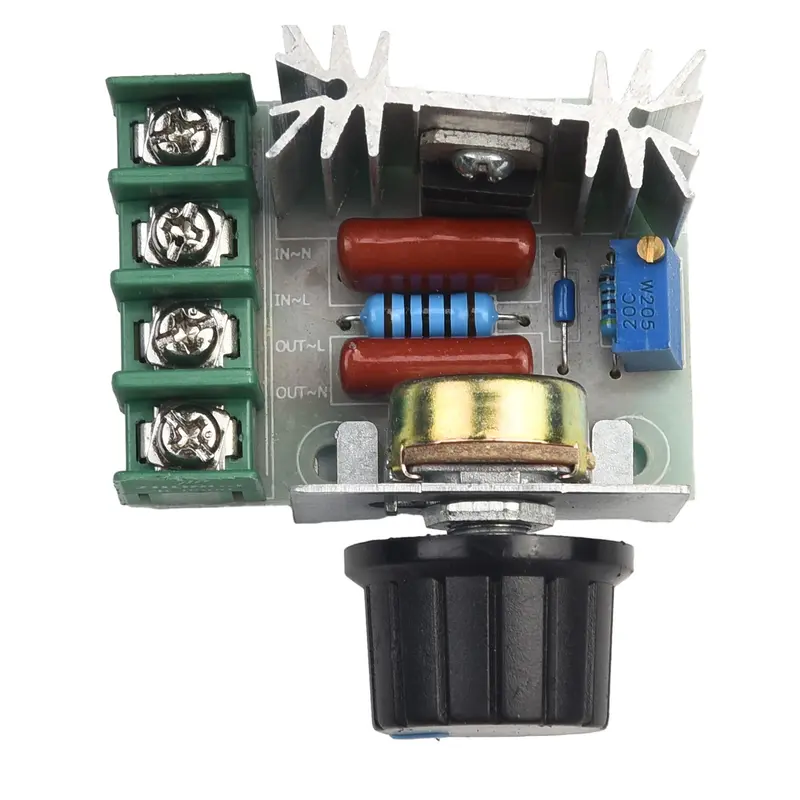 Bộ Điều Khiển Tốc Độ Động Cơ, Công Suất 2000W, Điện Áp 220V, Bộ Điều Chỉnh SCR, Bộ Điều Nhiệt Điều Giảm, Màu Vàng Kim, Hàng Mới Về 5