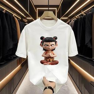 Tropical High Quality Cotton Loose Casual Short Sleeve Cartoon Printed Menswear Crew Neck 200GSM High Quality T-Shirt