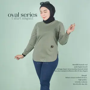 XVLORE Kaos Cewek/ Atasan lengan panjang bawahan oval polos REAL PICT nyaman katun combed PREMIUM (A.1) Distro Wanita Oblong Baju