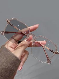 Lentes unisex simples de marco cuadrado anti luz azul, lentes básicos de marco plano de moda para hombres y mujeres, lentes de moda para el trabajo, decoración diaria