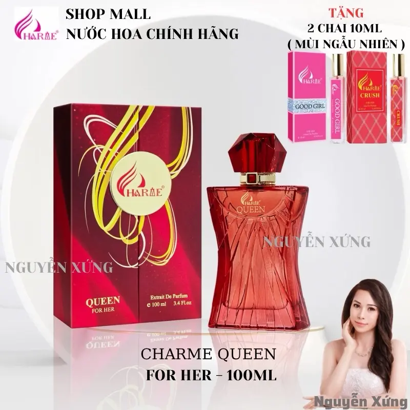 QUEEN 100ML ( NEW 2024 )  -NƯỚC HOA NỮ - CHARME PERÈUME ( TẶNG 2 CHAI Nước Hoa 10ML )  (Cosmetic Women Perfume Xịt Thơm chính hãng ) 0
