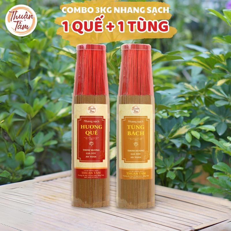 Combo 2 bó 4 tấc 2kg Nhang sạch Thuận Tâm HƯƠNG QUẾ + TÙNG BÁCH