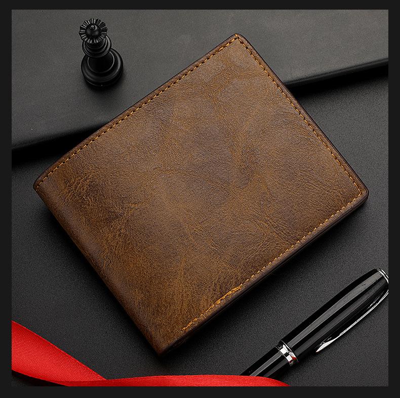 Product Introduction of Horizontal Wallet Wholesale Men's Short Wallet Men's Student Leather Wallet Retro Wallet No Logo Factory In Stock 18