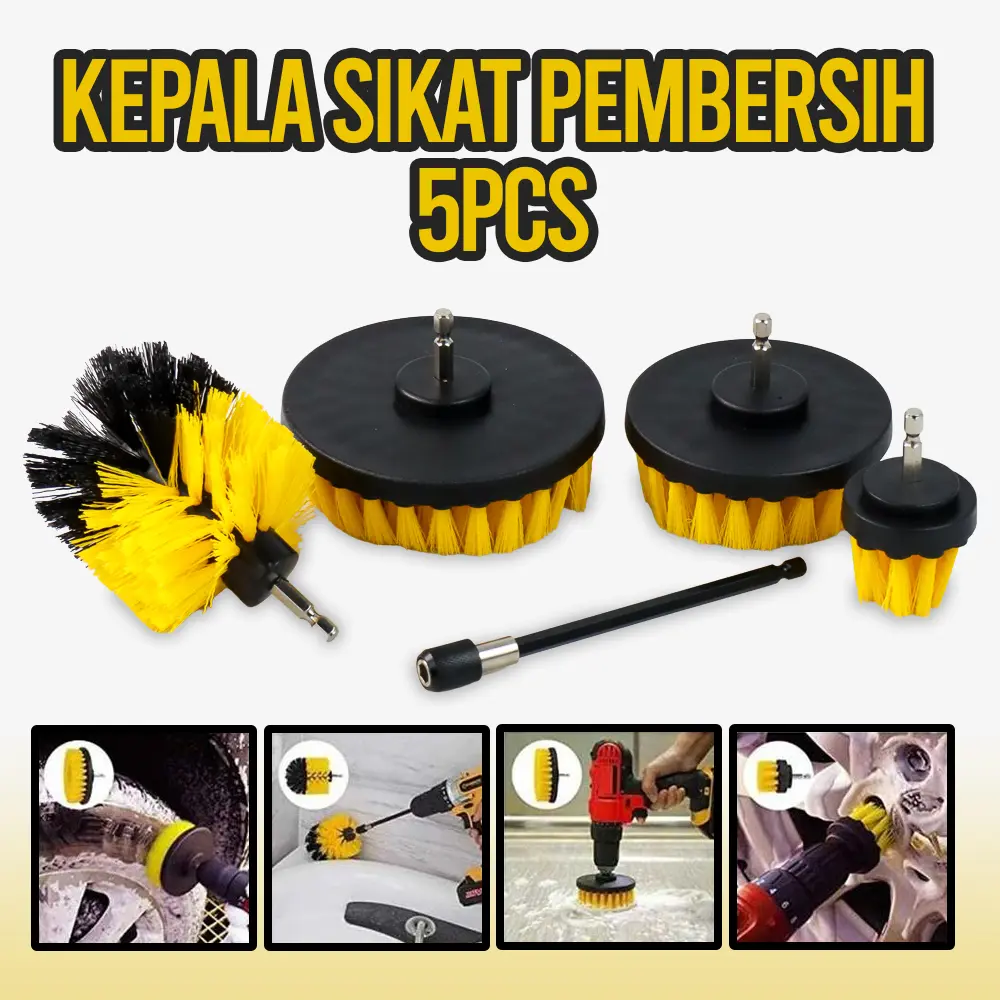 Kepala Sikat Poles Untuk Bor - UNTIOR Kepala Sikat Pembersih Bor Car Polisher Bathroom Drill Kit 5PCS - UT2