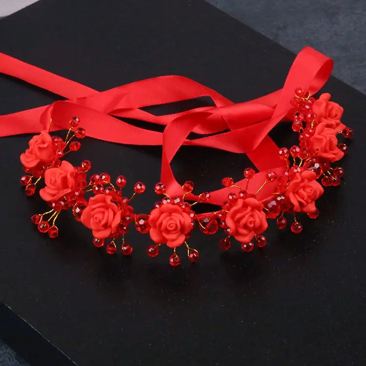 Rose Headpiece - Headpiece Warna Merah dan Putih Aksesoris Rambut / Hijab 1