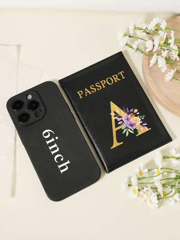 Letter Pattern Passport Holder, Multi Card PU Passport Cover, Portable Travel Card Holder, Stylish Minimalist Design Card Holder for Safe Storage of Cards and Documents 2