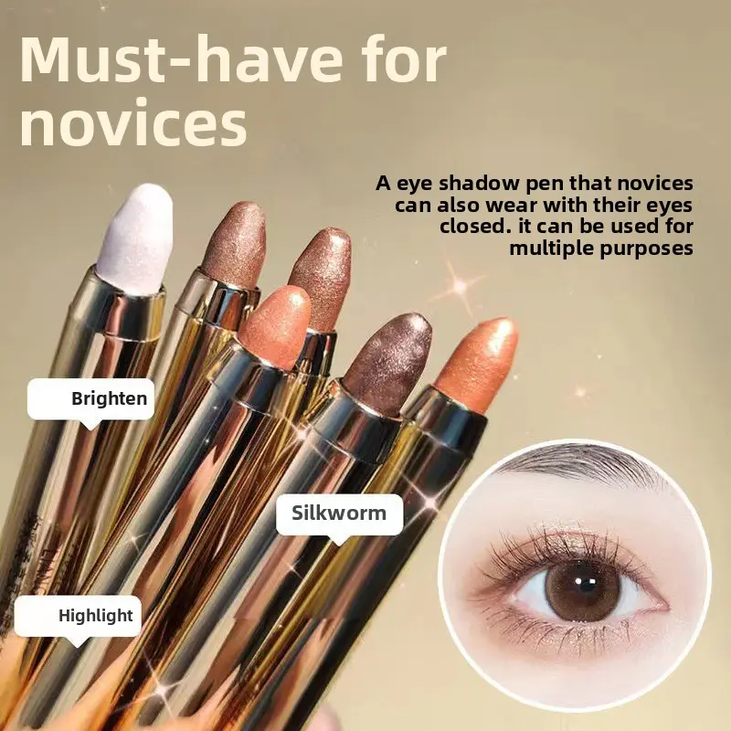 Hot-Selling Lazy Eye Makeup Highlighter Eyeshadow Pen Portable Aegyo-sal Pen Dual-Ended Eyeshadow Stick Smudge-Proof Eye Makeup Contour Highlighter Cream for Women