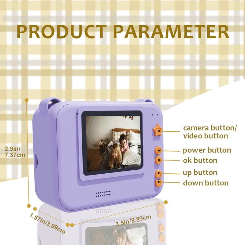 Instant Print Camera for Kids, 1 Set Selfie Digital Camera with 3 Rolls Print Paper & Lanyard, High Definition Video Camera, Portable Printer, Kids Toys, Teenage Boy Gift, Thanksgiving Gift Set, Stocking Filler, Valentine's Day Gift, Photographic Kit 6