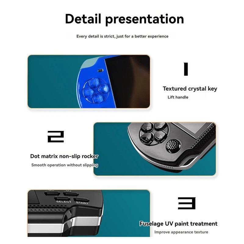 Product Introduction of 2025 X6 Handheld Game Console 4.3 Inch Screen Mp4 Player Mp5 Game Player 8Gb Support For Psp Game Camera Video E-Book A 6