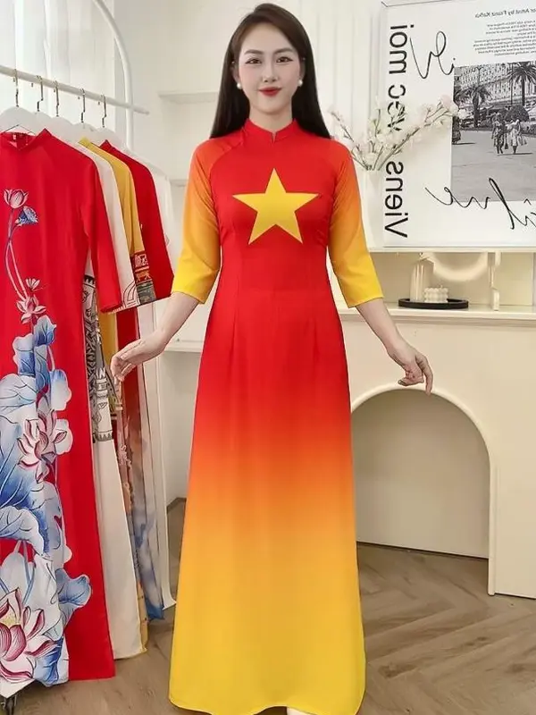 Áo dài bộ chất lụa nhật cao cấp co giãn không bai xù 1