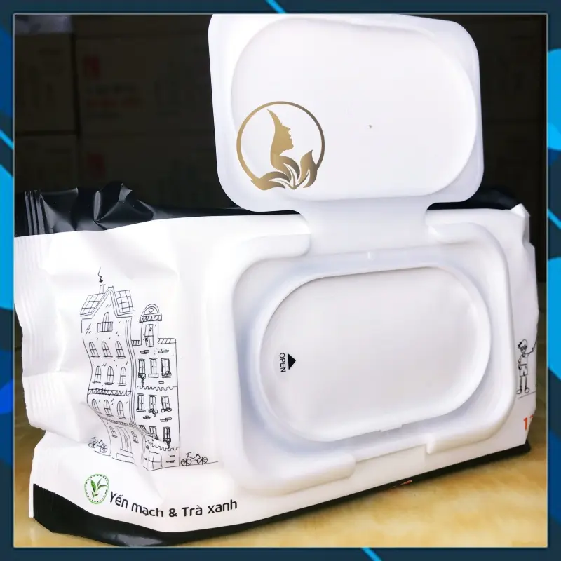 [Combo 10 Gói] Khăn Ướt LOTTE Choice L Hương Yến Mạch Trà Xanh Gói 120 Miếng (Bibistore TB) 4